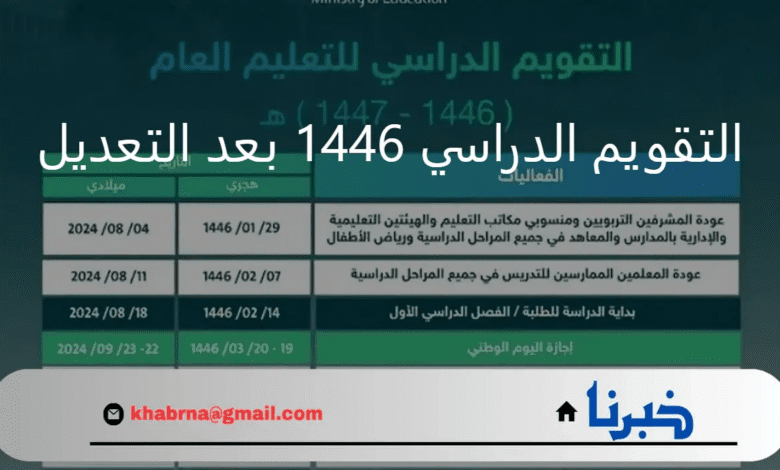 التقويم الدراسي 1446 - 1447 بعد التعديل الاخير وفق الخطة الدراسية الجديدة