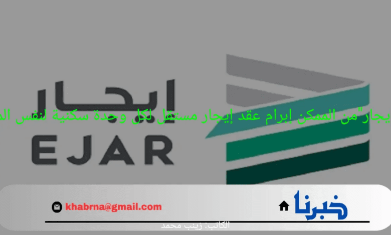 عاجل "إيجار"من الممكن إبرام عقد إيجار مستقل لكل وحدة سكنية لنفس المستأجر