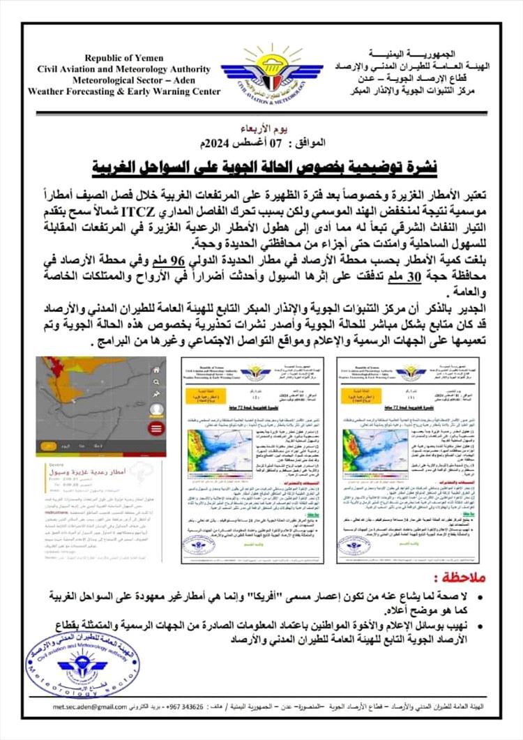 الهيئة العامة للطيران تصدر توضيحا حول الحالة الجوية على السواحل الغربية