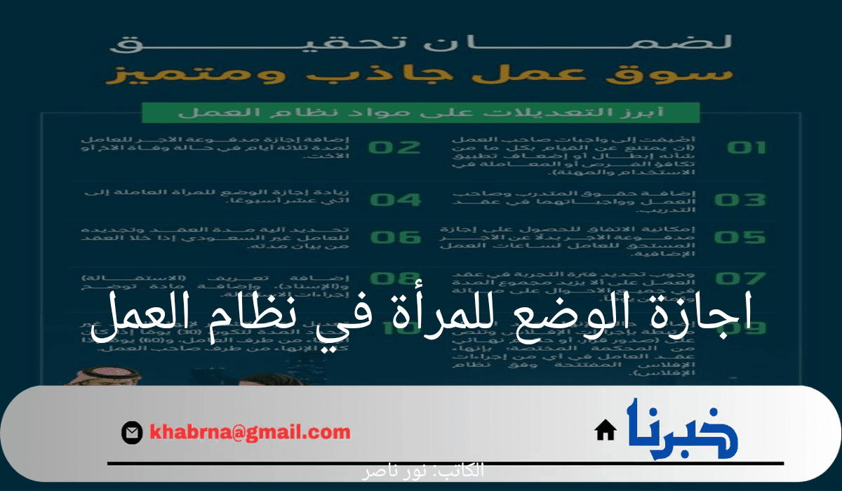 "الموارد البشرية" تعلن اجازة الوضع للمرأة في نظام العمل وأهم التعديلات الجديدة 1446