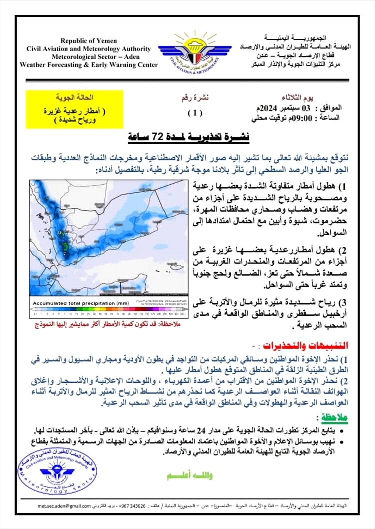 الأرصاد الجوية: نتوقع تأثر بلادنا بموجة شرقية رطبة خلال الـ72 ساعة القادمة