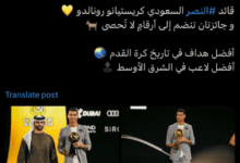 تعليق النصر على فوز رونالدو بجائزتي جلوب سوكر