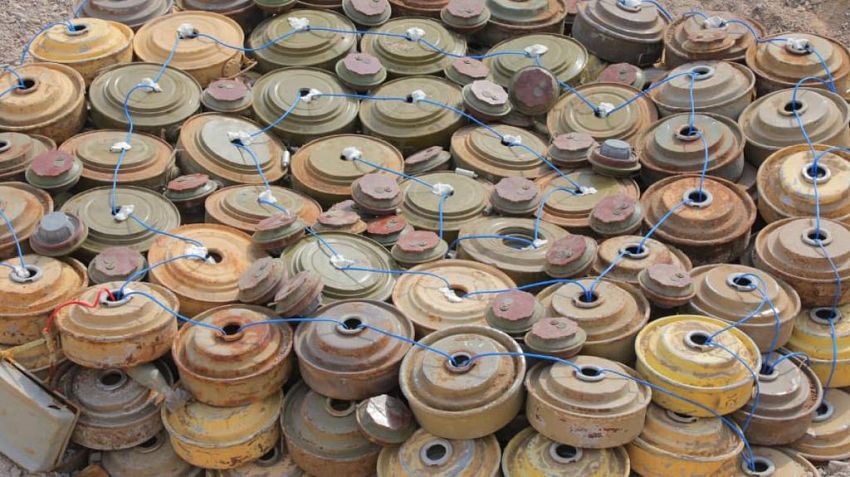 انتزاع 1.488 لغماً خلال الاسبوع الرابع من شهر ابريل زرعتها المليشيات الحوثية الارهابية