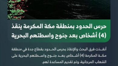 حرس الحدود يُنقذ 4 أشخاص بعد جنوح واسطتهم البحرية في مكة المكرمة