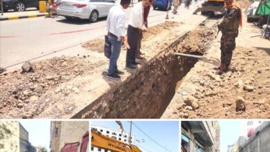 "المشمر" يتفقد سير العمل في مشروع تغيير شبكة الصرف الصحي بحي الكوثر بتعز