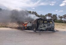 احتراق سيارة بسبب تسرب غاز في مديرية القطن بحضرموت