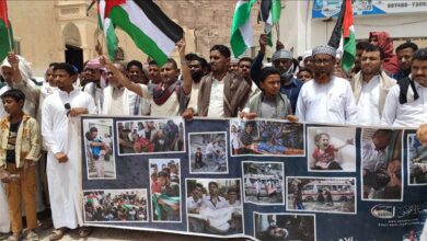 وقفة تضامنية مع الشعب الفلسطيني في مدينة حورة بوادي حضرموت