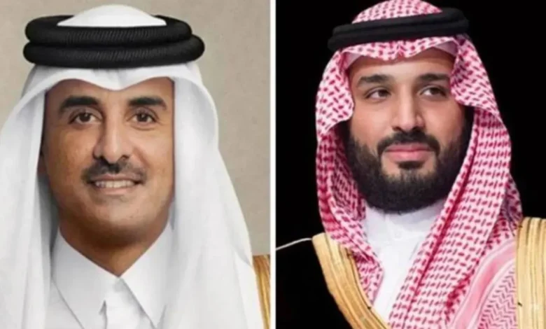 ولي العهد الأمير محمد بن سلمان والشيخ تميم بن حمد أمير دولة قطر