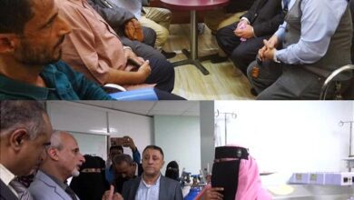 أمين عام محلي أبين ووكيل وزارة الصحة يطلعان على أوضاع المعهد الصحي  ومستشفى الرازي بمدينة جعار