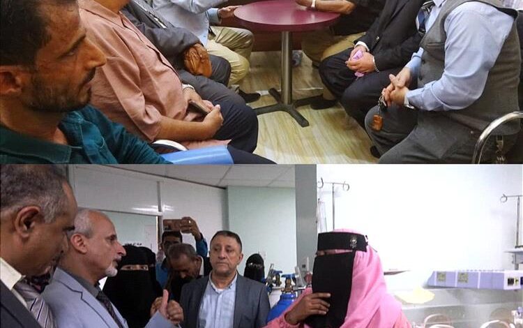 أمين عام محلي أبين ووكيل وزارة الصحة يطلعان على أوضاع المعهد الصحي  ومستشفى الرازي بمدينة جعار