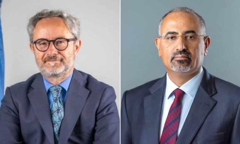 اللواء الزُبيدي يبحث مع رئيس بعثة الاتحاد الأوروبي الأوضاع الراهنة في اليمن وسُبل دعم جهود السلام