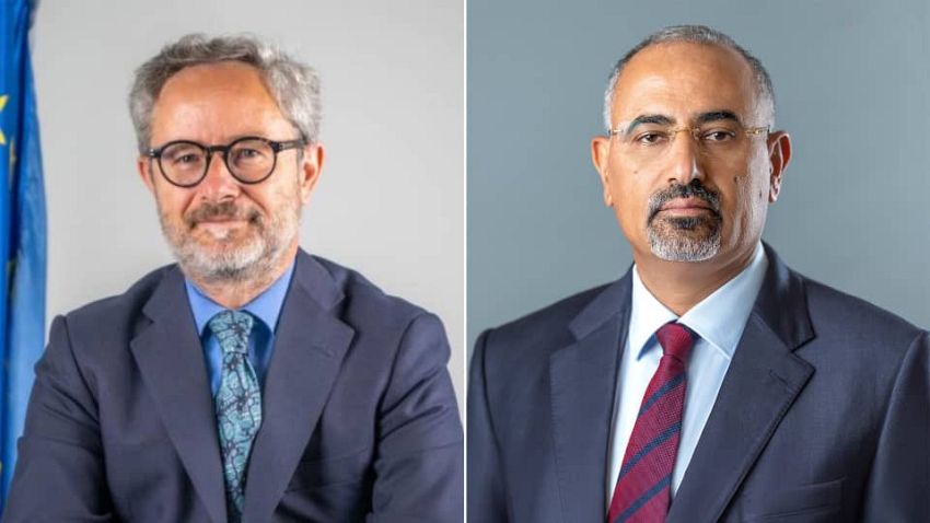 اللواء الزُبيدي يبحث مع رئيس بعثة الاتحاد الأوروبي الأوضاع الراهنة في اليمن وسُبل دعم جهود السلام