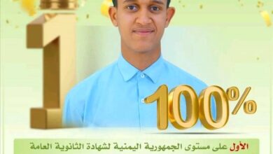 احمد الصيادي يحصد المركز الاول على مستوى الجمهورية في الثانوية العامة بمعدل 100%