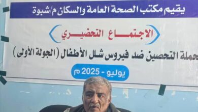 المستشار الصحي لمحافظة شبوة : إطلاق حملة طارئة لتطعيم أكثر من 123 ألف طفل ضد شلل الأطفال السبت المقبل