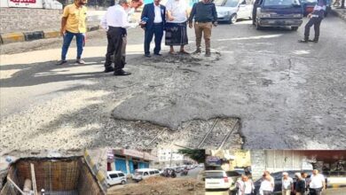 تنفيذاً لتوجيهات المشمر.. بدء أعمال ترميم غرفة محابس مشروع مياه تعز بعقبة شارع جمال
