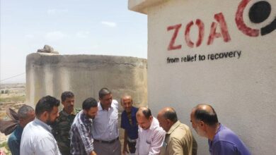 فريق من منظمة زوا الدولية يزور موقع خزان معالجة الفلورايد في مديرية الحصين بالضالع