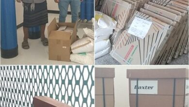 وصول المعدات الخاصة بمركز غسيل الكلى لمستشفى المحفد