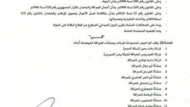 البنك المركزي يوقف تراخيص 13 شركة ومنشأة صرافة مخالفة