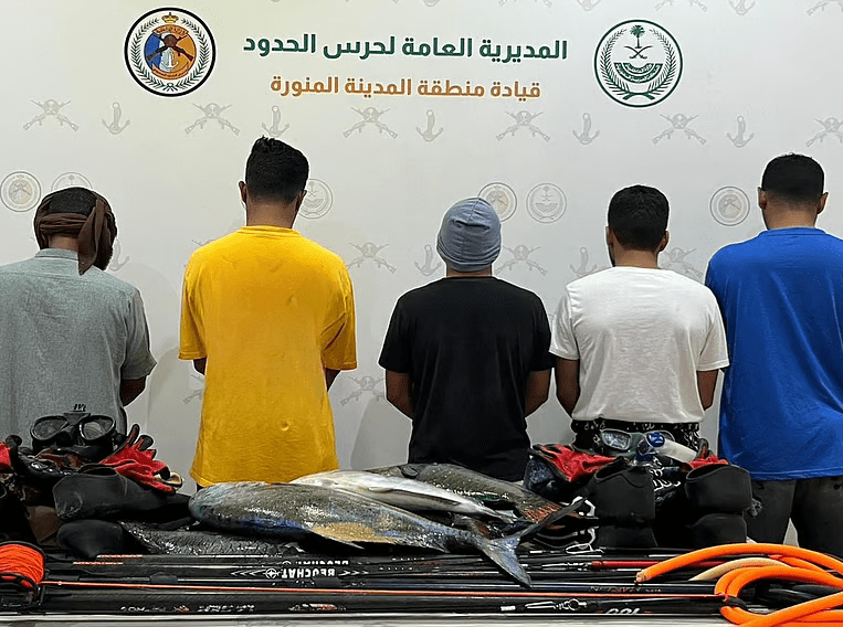 حرس الحدود بالمدينة المنورة يضبط 5 مخالفين لنظام الصيد البحري