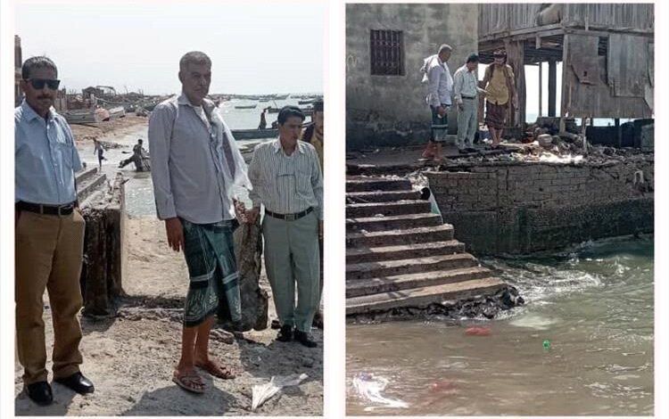 مدير مصائد أبين يطّلع على نشاط ساحات حراج الأسماك بشقرة ويؤكد دعمه للصيادين.