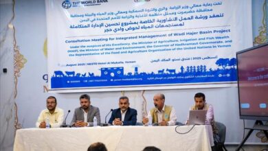 ورشة عمل تشاورية بالمكلا حول "مشروع تحسين الإدارة المتكاملة لمستجمعات المياه لخوض وادي حجر"