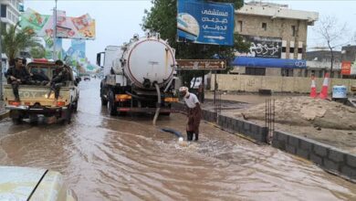 توقف احترازي لضخ المياه في حقول بئر ناصر وبئر أحمد بسبب الأمطار الغزيرة بعدن