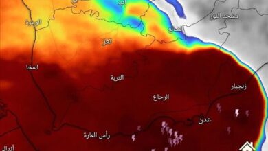 سحابة ماطرة عملاقة تتمدد من عدن حتى البحر الأحمر