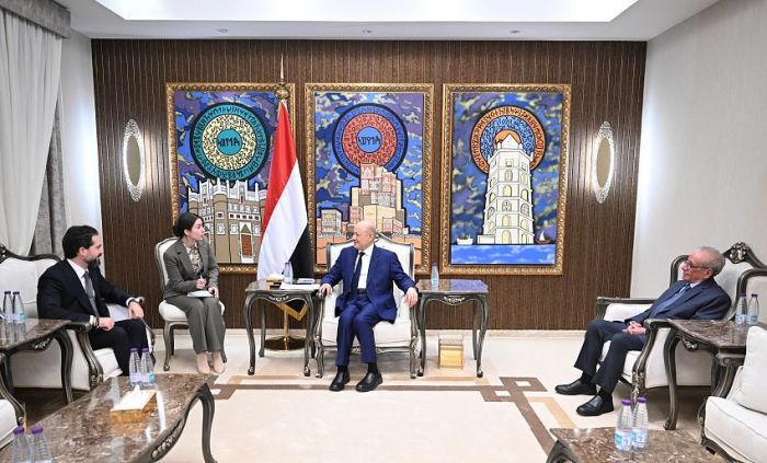 العليمي يجدد التحذير من تهريب الأسلحة الإيرانية للحوثيين ويدعو لمواصلة الضغوط الدولية