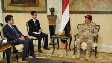 وزير الدفاع يبحث مع القائم بأعمال السفارة الصينية مستجدات الوضع في اليمن