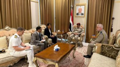 وزير الدفاع يطلع السفيرة البريطانية على ضبط شحنتي سلاح إيراني في عدن والساحل الغربي