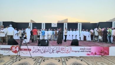 اخبار-حضرموت-|-منطقة-بور-بمديرية-سيئون-تشهد-فعاليات-مهرجان-التلاقي-والتآلف-الثاني-لزواج-84-عريسا-وعروسة.