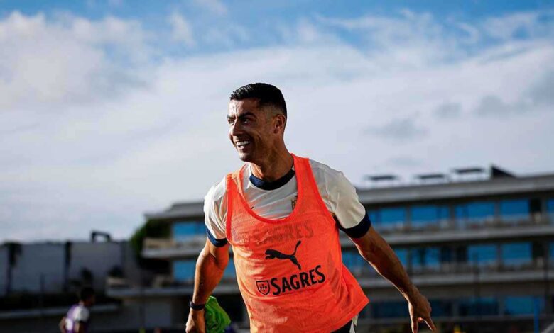 كريستيانو رونالدو يدفع مشجعا بقوة قبل تدريبات منتخب البرتغال (فيديو)