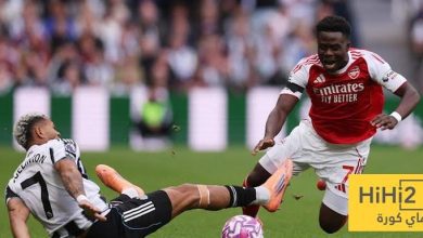 احصائيات الشوط الاول من مباراة ارسنال و نيوكاسل