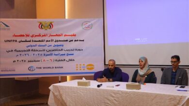 الجهاز المركزي للإحصاء يدشن في عدن المرحلة التجريبية في مسح ميزانية الاسرة 2025/2026م بدورة تدريبية للحاصرين بالشراكة مع صندوق الامم المتحدة للسكان وبدعم من البنك الدولي