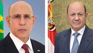 رئيس مجلس القيادة يتلقى برقية تهنئة من الرئيس الموريتاني بالعيد الـ ٦٣ لثورة ٢٦ سبتمبر