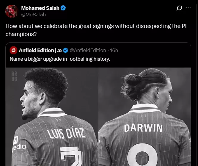 صلاح يرد على التقليل من نونيز ودياز: “أبطال الدوري”