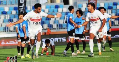 الزمالك يتقدم على غزل المحلة بهدف أحمد ربيع فى الشوط الأول.. صور