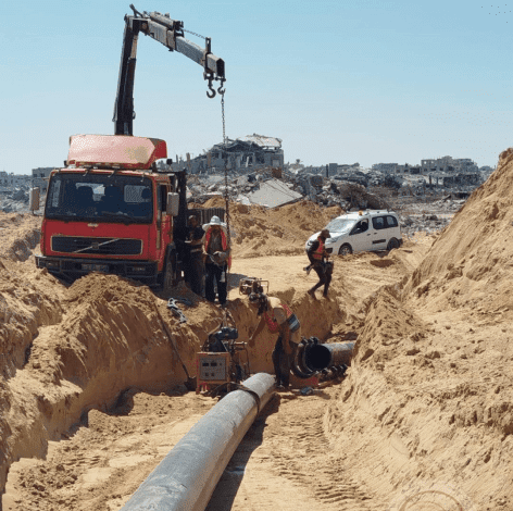 بدء التشغيل التجريبي لخط المياه الرئيسي في محافظة الوسطى