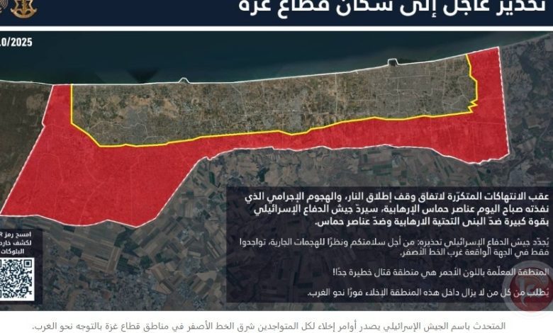 الجيش الاسرائيلي يطالب الفلسطينيين بالبقاء في مناطق وقف اطلاق النار