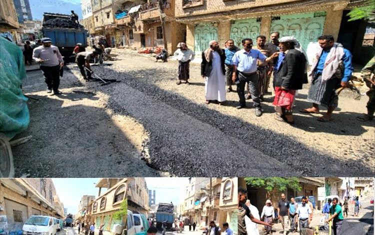 المشمر يتفقد أعمال السفلتة في شارع الروضة الغربية عقب استكمال مشروع الصرف الصحي