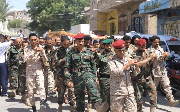 تشييع جثمان عدد من أبطال الجيش الوطني والمقاومة الشعبية في تعز