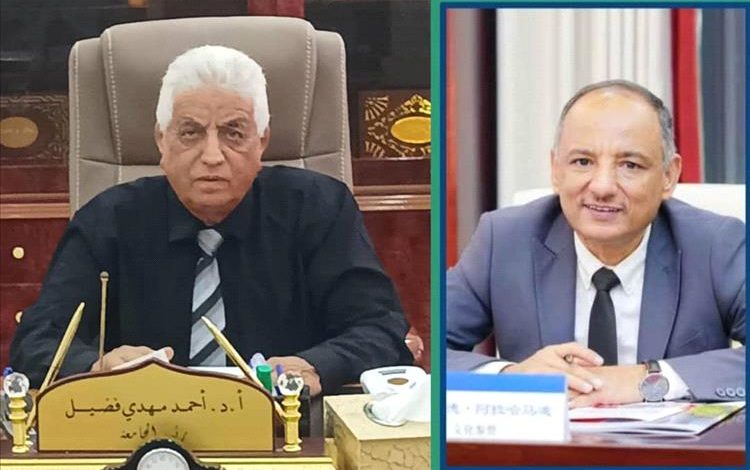 رئيس جامعة لحج يشيد بجهود المستشار الثقافي في الصين لتعزيز العلاقات الأكاديمية بين الجامعات اليمنية والصينية.