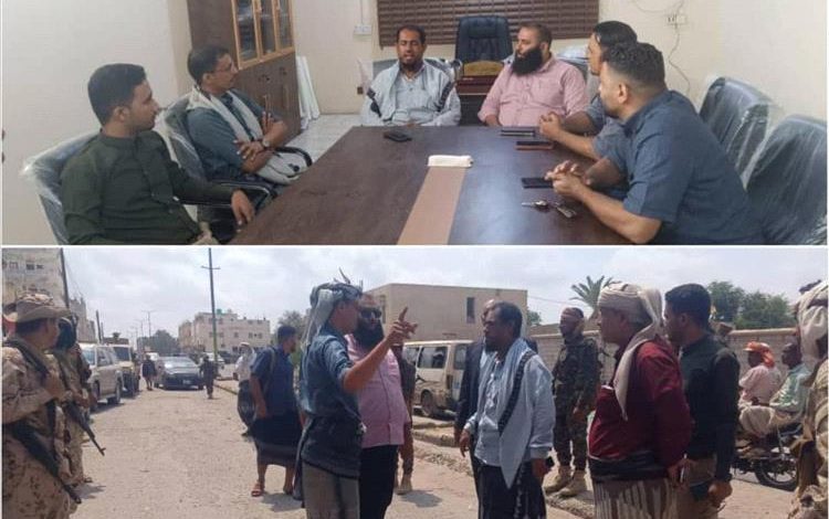 مدير عام خنفر "اليوسفي" يناقش مع فريق مبادرة طريق أبين تأهيل الطرق الداخلية المتهالكة في جعار
