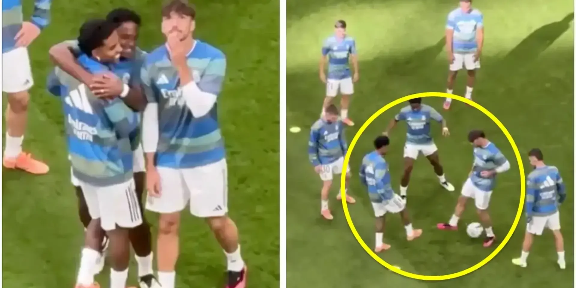 صور: رودريغو يثير الضحك في إحماء الكلاسيكو