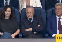 صورة: رد فعل بيريز ولابورتا على إلغاء هدف مبابي