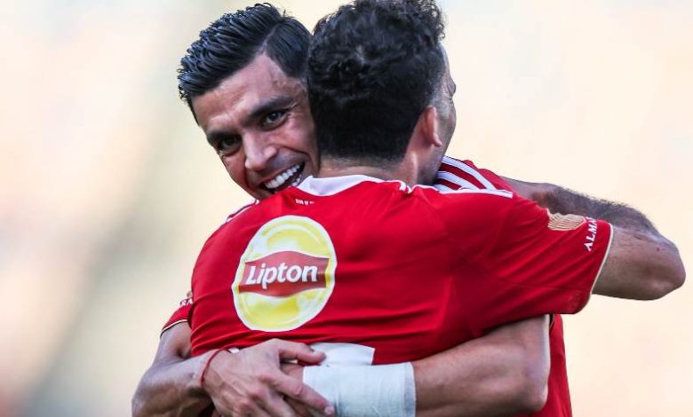 أشرف بن شرقي وزيزو لحظة الاحتفال بالهدف في شباك الاتحاد السكندري