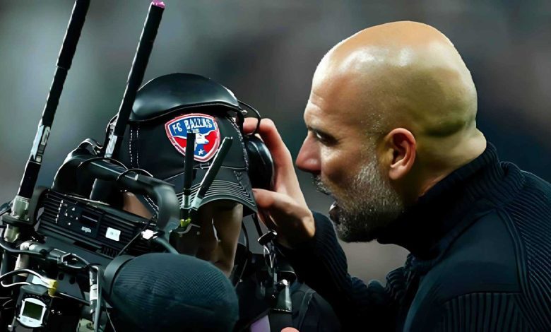 غوارديولا مع مصور تليفزيوني