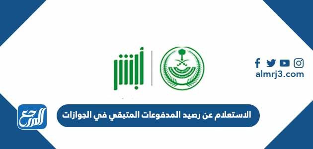 الاستعلام عن رصيد المدفوعات المتبقي في الجوازات 2022