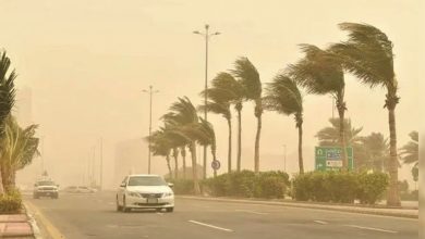 رياح نشطة مثيرة للأتربة والغبار على أغلب الأنحاء