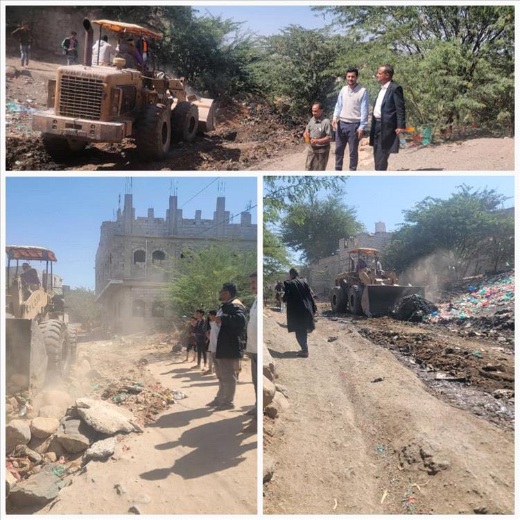 المدير بكر الشاعري يوجه إدارة الأشغال بتسوية وإزالة المخلفات وفتح الشارع في حارة المطار بقعطبة